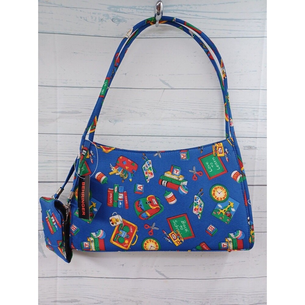 Behringer Purse Handbag Teacher Theme Love To Learn Blue Zip